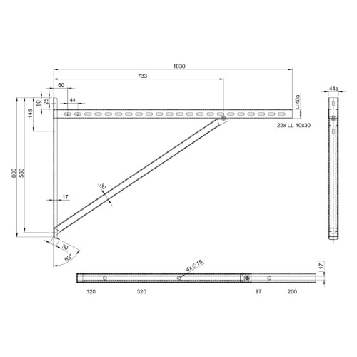 Vorschau: Wandstützen & Querträger Typ IV 1030 mm, Altkupfer lackiert für Jeremias DW-FU