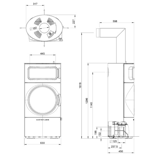 Vorschau: Kaminofen Austroflamm Clou Xtra Back 8 kW