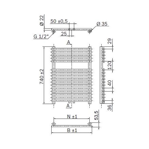 Vorschau: Heizkörper Komplett Set Buderus Logatrend Therm Direct Q - Badheizkörper