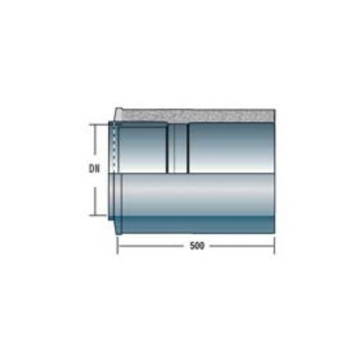 Rohr 500 mm kürzbar mit Doppelwandfutter und Klemmband - doppelwandig - Raab DW-FU