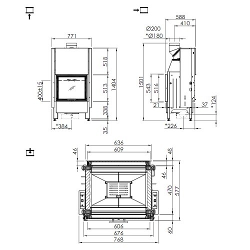 Vorschau: Kamineinsatz Spartherm Mini S-FDh 6 kW Schiebetür Durchsicht