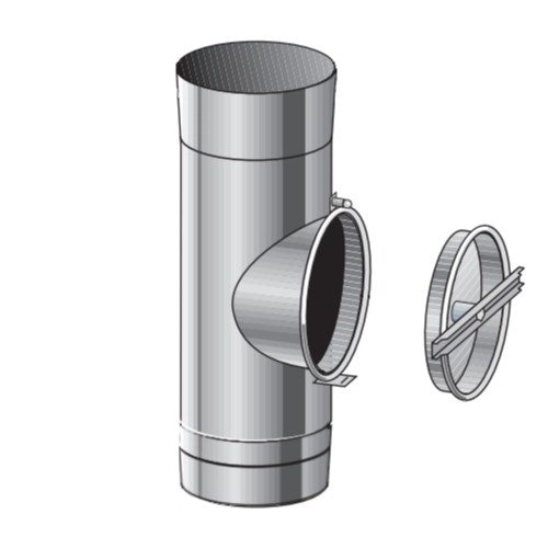 T-Stück mit Verschluss BHKW - einwandig - Raab EW-FU