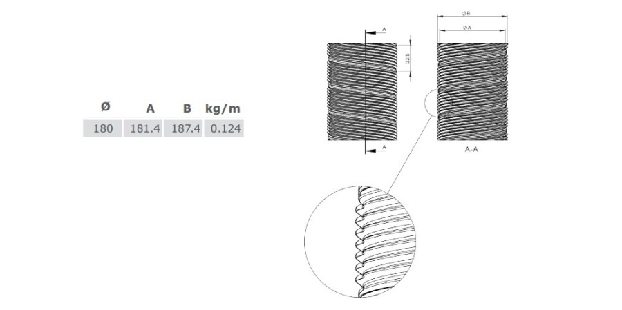 Vorschau: Flexrohr einlagig Ø 180 mm, Edelstahl