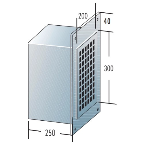 Vorschau: Kamintür 200 mm x 300 mm mit Lüftungsgitter und Verlängerung 250 mm - einwandig - Raab EW-FU