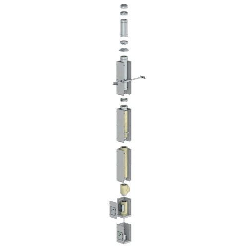 Leichtbauschornstein F90-Bausatz Wohnzimmervariante mit Innenrohrdurchmesser 150 mm