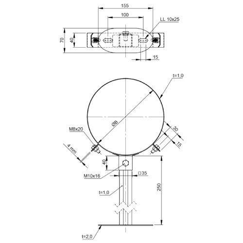 Vorschau: Wandhalter verstellbar 50-250 mm Design Plus - doppelwandig - Jeremias DW-Vision