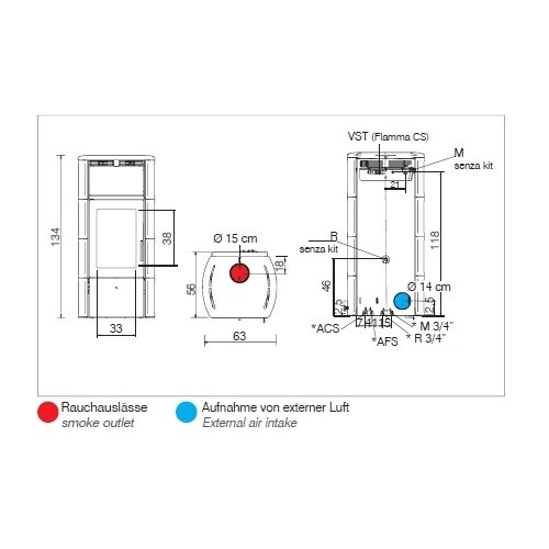 Vorschau: Kaminofen Edilkamin Flamma 14 CS 14,2 kW wasserführend