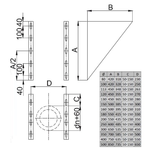 Vorschau: Konsolbleche, verstellbar von 50 - 150 mm - doppelwandig - Reuter DW-Systeme