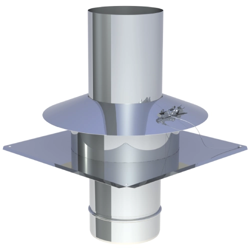 Kopfabdeckung mit Mündungsrohr aus Edelstahl und Wetterkragen - einwandig - Jeremias EW-PPS