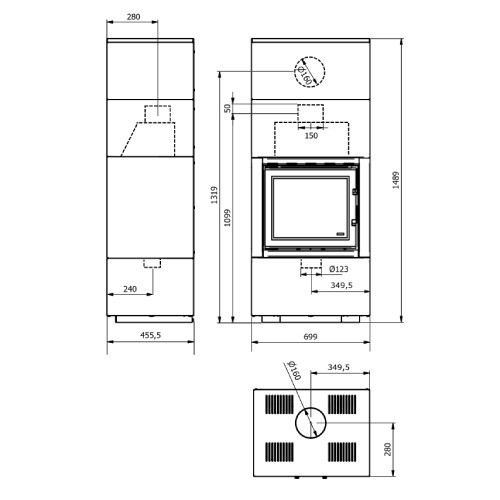 Vorschau: Kaminofen Wamsler Modulo 70/150 G 6 kW