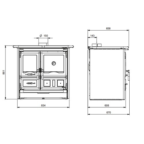 Vorschau: Holzherd La Nordica Rosa L 5.0 Steel 9,5 kW