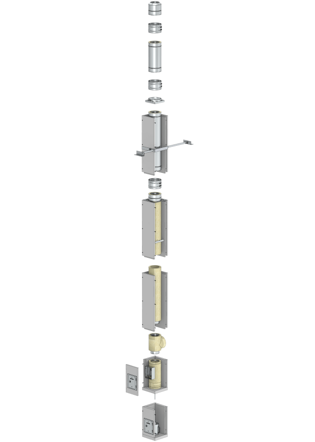 Leichtbauschornstein F90-Bausatz Wohnzimmervariante mit Innenrohrdurchmesser 200 mm