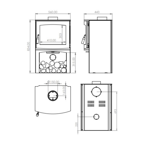 Vorschau: Kaminofen A Caminetti Panorama RS21 6 kW