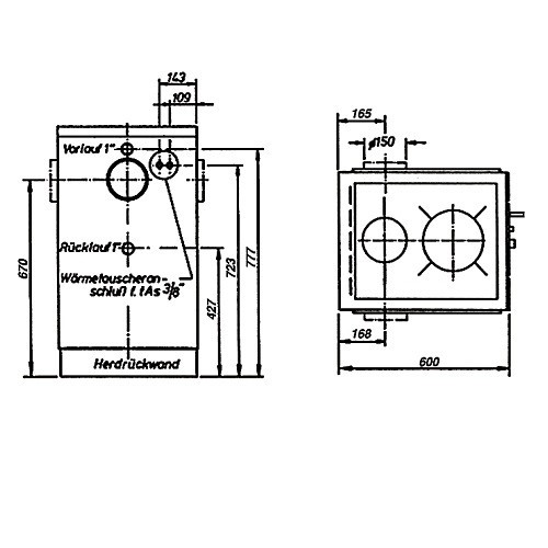 Vorschau: Holzherd Wamsler K 158 | 22 kW wasserführend