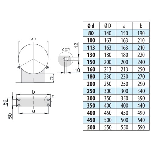 Vorschau: Wandhalter, Wandabstand 75 mm - doppelwandig - eka edelstahlkamine complex D