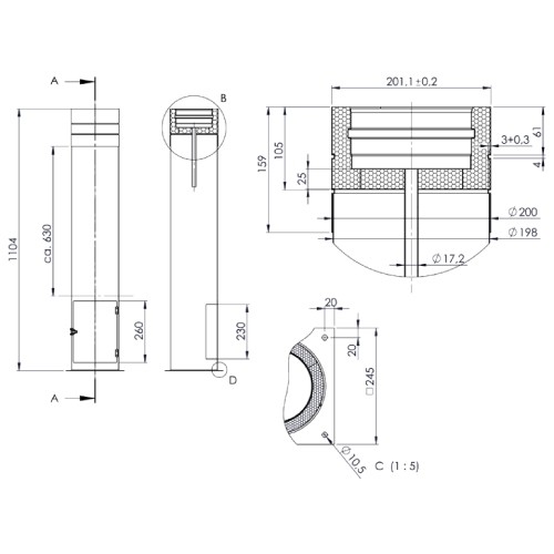 Vorschau: Teleskopstütze 480 - 1120 mm inkl. Teleskopkopf - doppelwandig - Jeremias DW-ECO