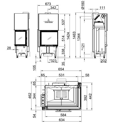 Vorschau: Kamineinsatz Spartherm Varia 2R-55h 7 kW Schiebetür