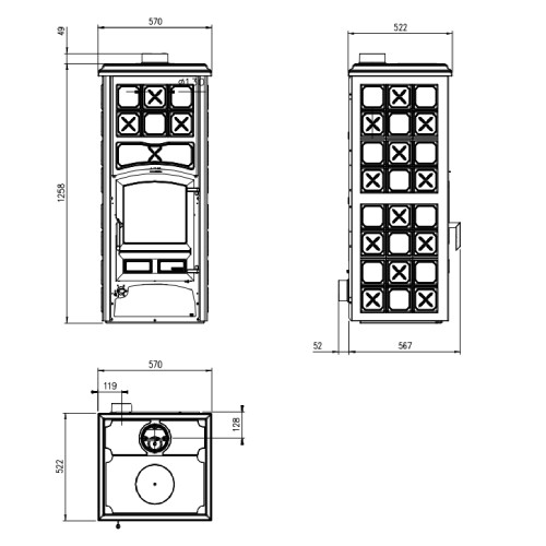 Vorschau: Kaminofen La Nordica Loriet S DSA 16,8 kW wasserführend