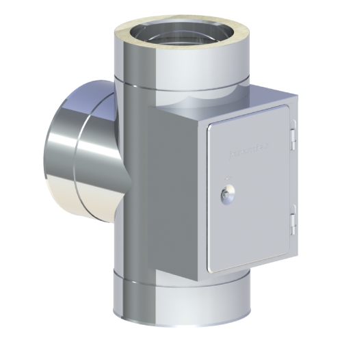 T-Anschluss 90° mit Reinigung gegenüberliegend - doppelwandig - Jeremias DW-ECO