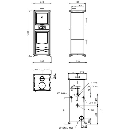 Vorschau: Kaminofen La Nordica TermoRossella Plus Forno DSA 4.0 | 11,1 kW wasserführend mit Backfach