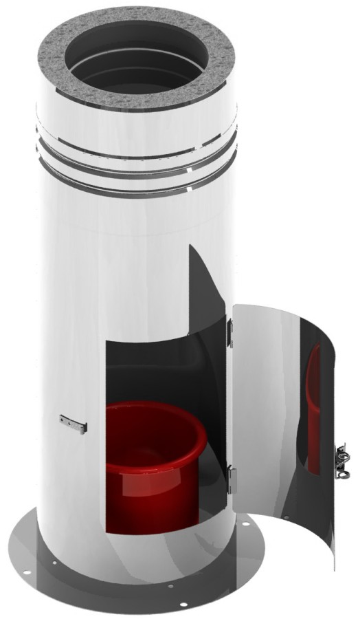 Teleskopstütze 400 - 1115 mm, inkl. Teleskopkopf mit Ablauf unten und Tür für Kondensatauffangbehälter für Jeremias DW-Silver