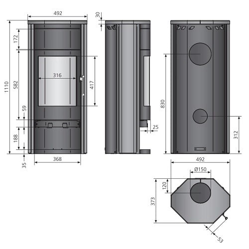 Vorschau: Kaminofen Justus Usedom 5 W+ 2.0 | 5,5 kW Speicherofen