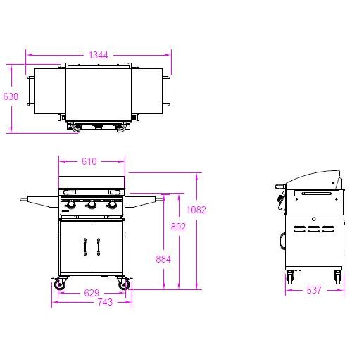 Vorschau: Gasgrill Bull BBQ Plancha Cart