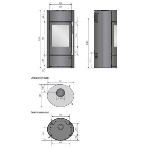 Vorschau: Kaminofen Oranier Polar Neo Blackline 6,5 kW Speicherofen