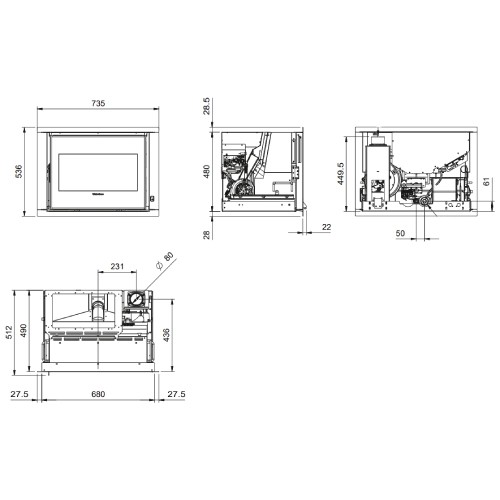 Vorschau: Pellet Kamineinsatz La Nordica Extraflame Comfort P70 Air H49 5.0 | 8 kW