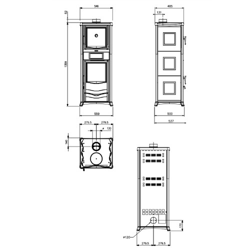 Vorschau: Kaminofen La Nordica Rossella Plus Forno Evo 9,1 kW mit backfach