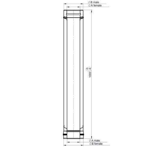 Vorschau: Längenelement 1000 mm - konzentrisch - Jeremias TWIN-GAS