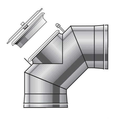 Bogen starr 90° mit RV BHKW - einwandig - Raab EW-FU