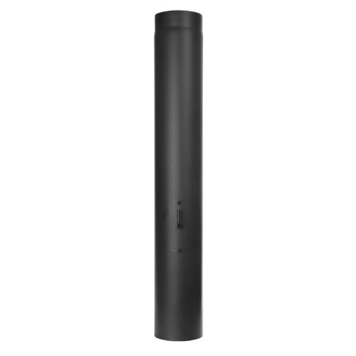 Ofenrohr - Längenelement 1000 mm mit Drosselklappe, Tür (mit Einzug) - schwarz - Jeremias Ferro-Lux