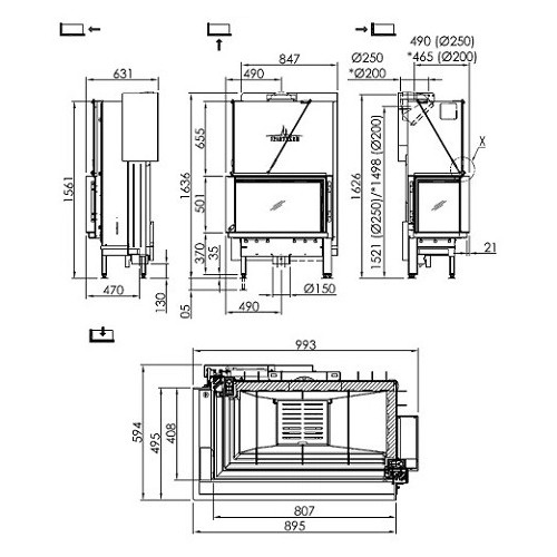 Vorschau: Kamineinsatz Spartherm Premium V-2L-80h 10,5 kW Eckkamin Schiebetür