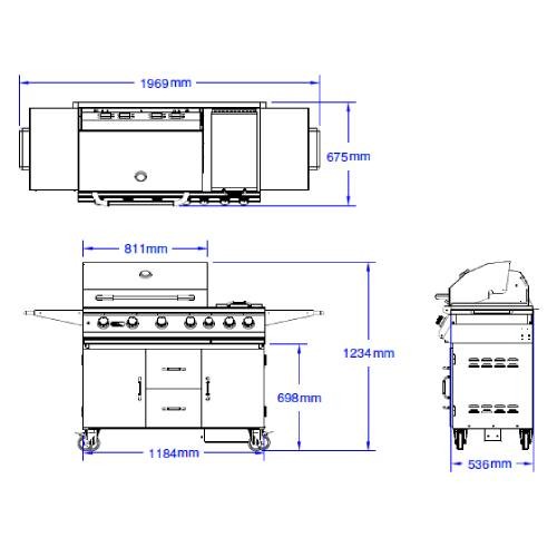 Vorschau: Gasgrill Bull BBQ 7Brenner Cart