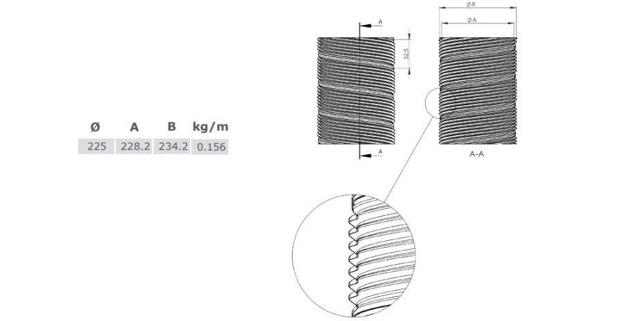 Vorschau: Flexrohr einlagig Ø 225 mm, Edelstahl