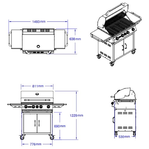 Vorschau: Gasgrill Bull BBQ Angus Cart