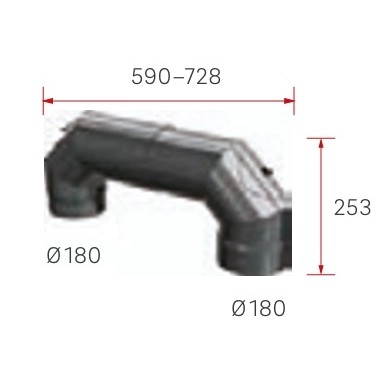 Vorschau: Kaminzubehör Schmid - Doppel Rauchrohrbogen aus 2 mm Stahlblech mit Tür Ø 180 mm