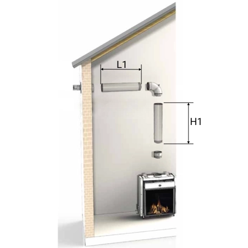 LAS-Schornstein Bausatz Ø150/100, durch die Wand (C11) - DRU LAS ES-I 150/100