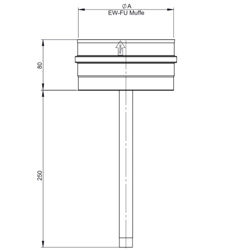 Vorschau: Kondensatschale mit Ablauf 250 mm und 1/2“ Nippel nach unten - einwandig - Jeremias EW-FU