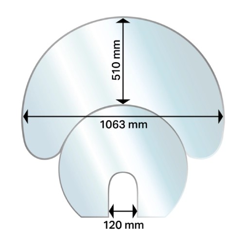 Kaminzubehör Aduro - Glasbodenplatte Halbmond für Aduro 1.1, Aduro 9, Aduro 17