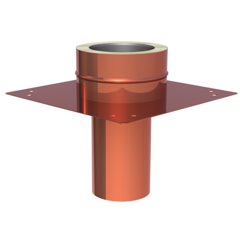 Grundplatte für Kaminerhöhung (mit rundem Einschub, l=220mm) aus Kupfer- doppelwandig - DW-FU