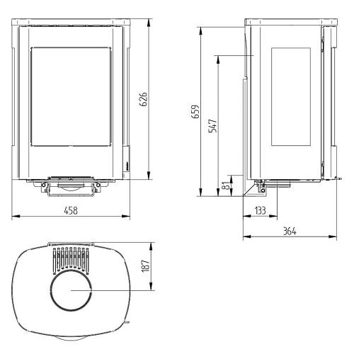 Vorschau: Kaminofen Jydepejsen Senza Wall Seitenglas 5 kW