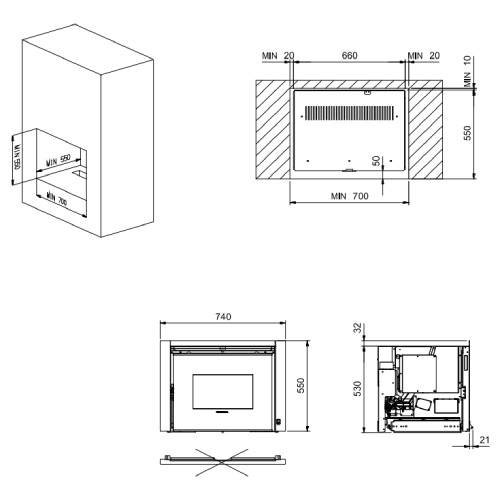 Vorschau: Pellet Kamineinsatz La Nordica Extraflame Comfort P70 Air Plus 10 kW